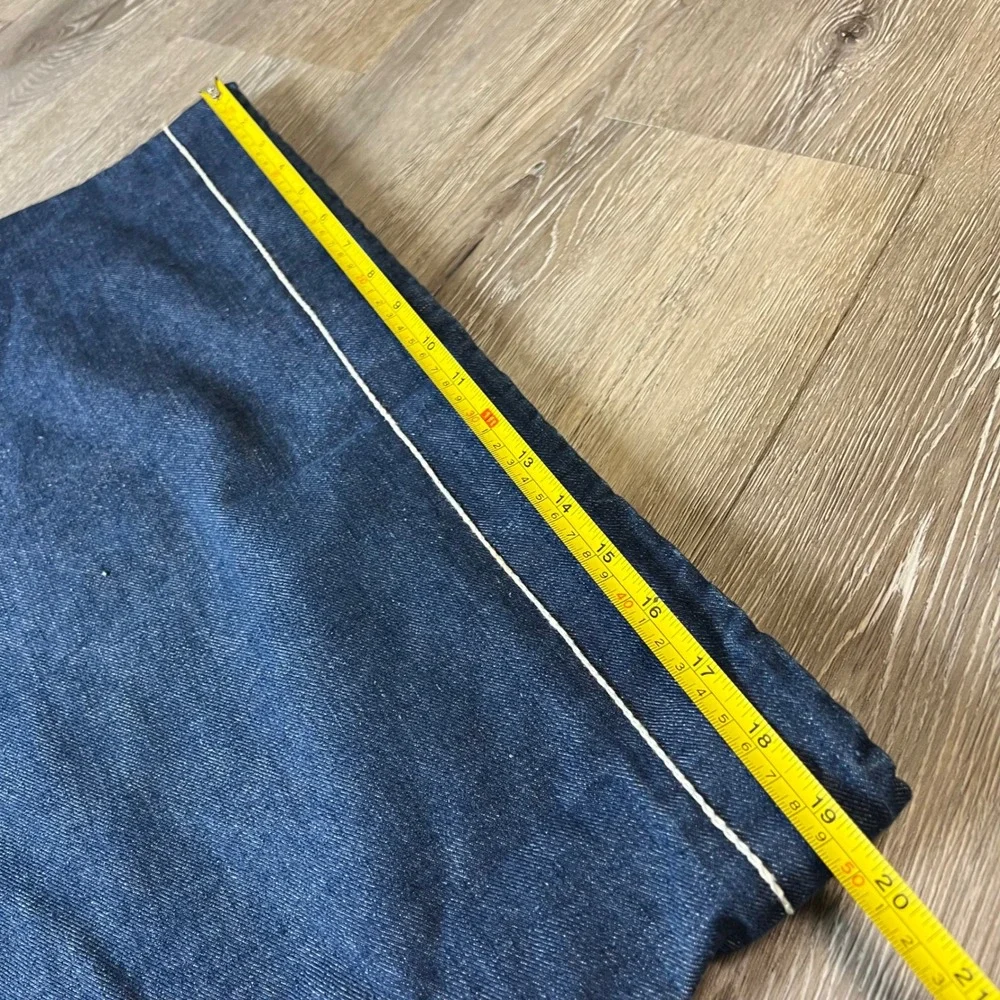 Vintage 1950/1960s dark wash selvedge Denim Laundry Bag with adjustable string